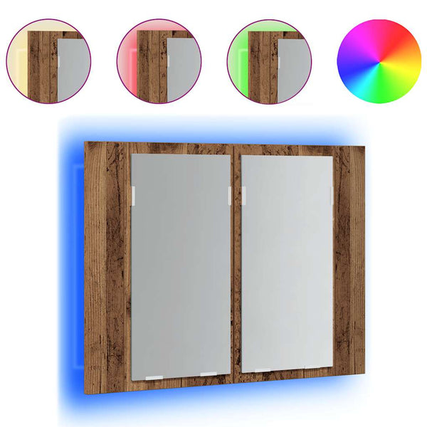 LED Spiegelschrank Altholz Optik 60cm