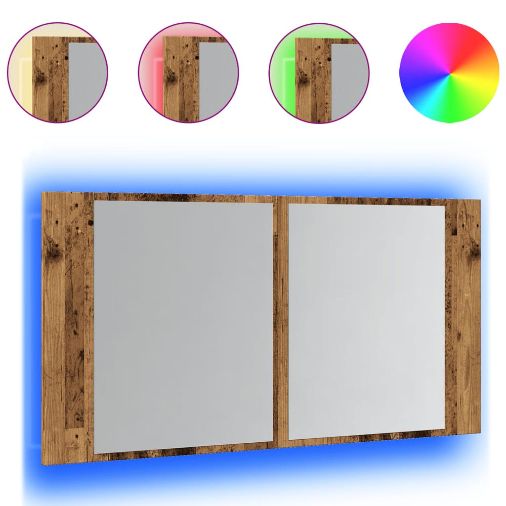 LED-Spiegelschrank Altholz-Optik 90cm