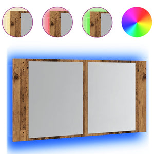 LED-Spiegelschrank Altholz-Optik 90cm