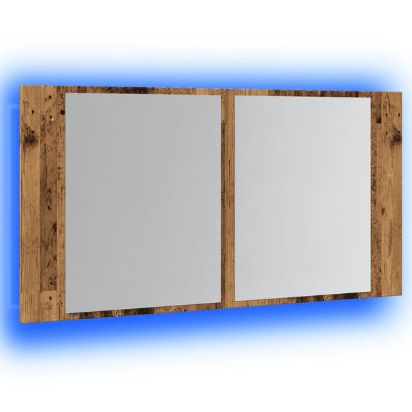 LED-Spiegelschrank Altholz-Optik 90cm