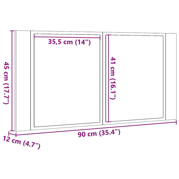 LED-Spiegelschrank Altholz-Optik 90cm