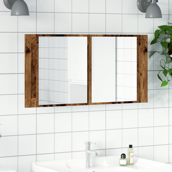 LED-Spiegelschrank Altholz-Optik 90cm
