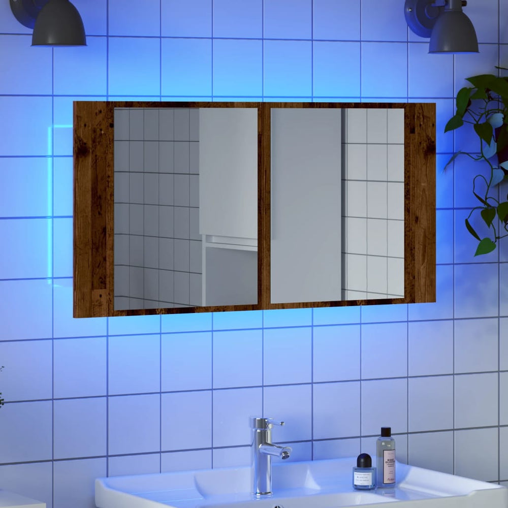 LED-Spiegelschrank Altholz-Optik 90cm