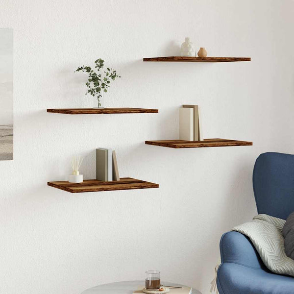 vidaXL Étagères murales 4 pcs Aspect bois de récupération 40x30x1,5 cm Bois d'ingénierie