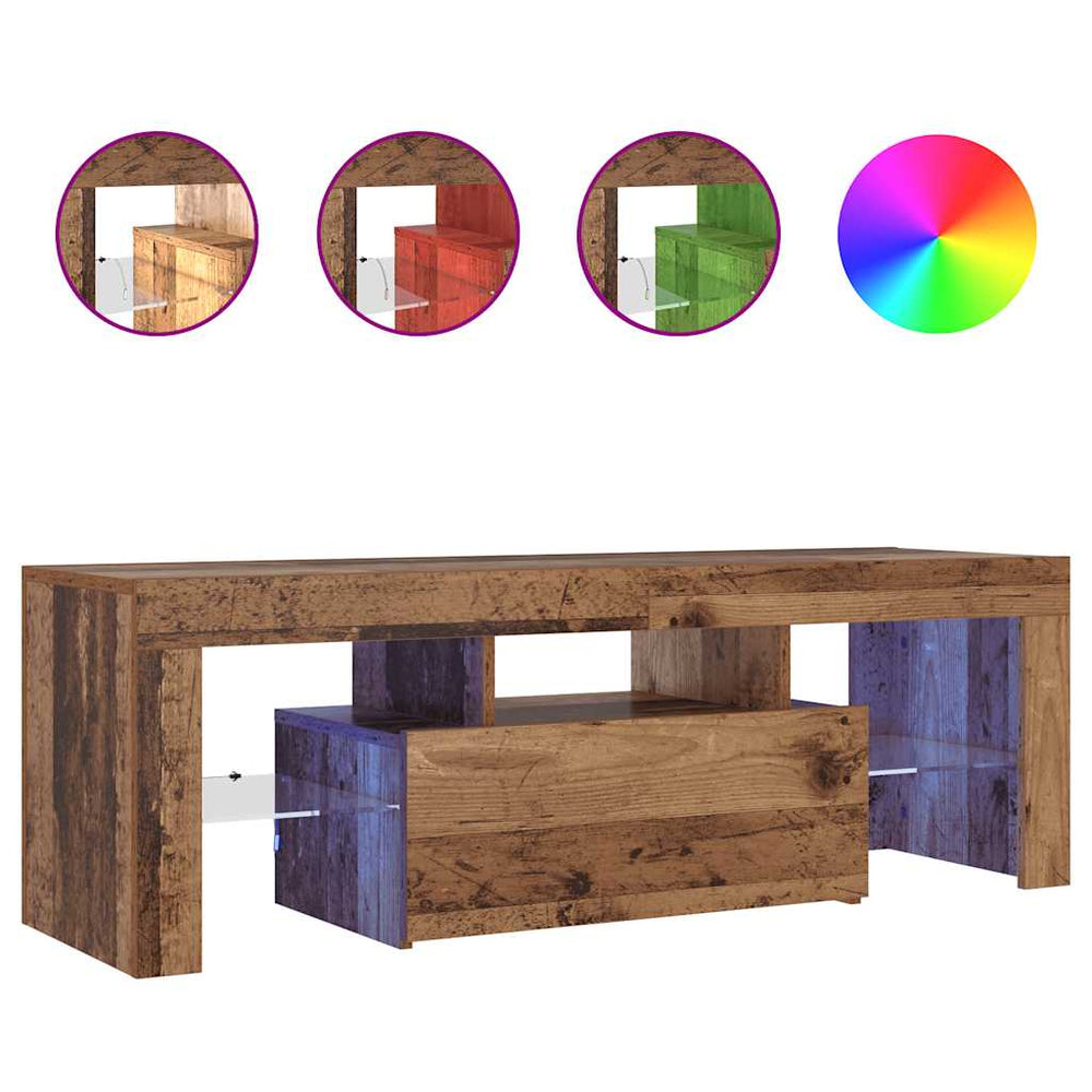 TV-Schrank mit LED Altholz-Optik 120 cm