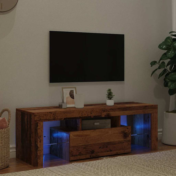 TV-Schrank mit LED Altholz-Optik 120 cm