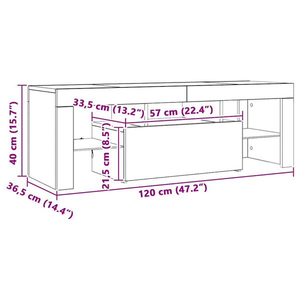 TV-Schrank Artisan Eiche mit LED 120cm
