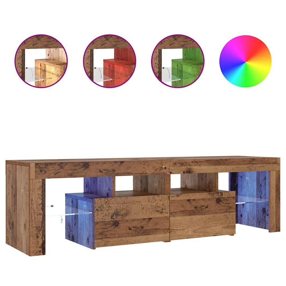 TV-Schrank mit LED Altholz-Optik 140 cm