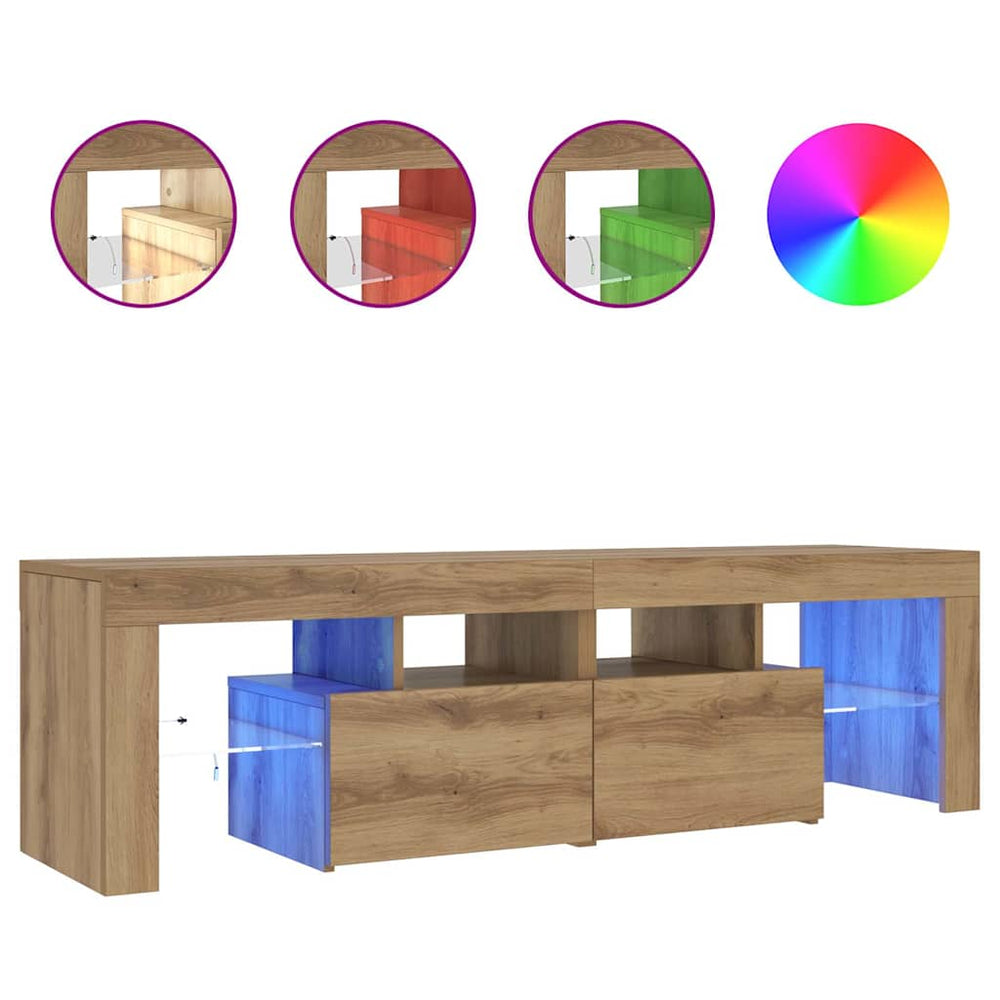 TV-Schrank mit LED Artisan-Eiche 140 cm