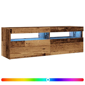 Meuble TV vidaXL avec LED aspect bois de récupération 120x35x40 cm bois d'ingénierie