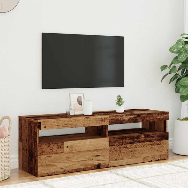 Meuble TV vidaXL avec LED aspect bois de récupération 120x35x40 cm bois d'ingénierie