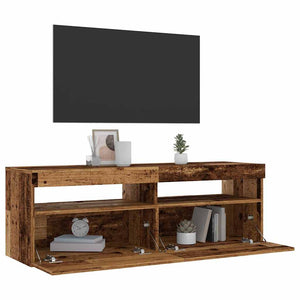 Meuble TV vidaXL avec LED aspect bois de récupération 120x35x40 cm bois d'ingénierie