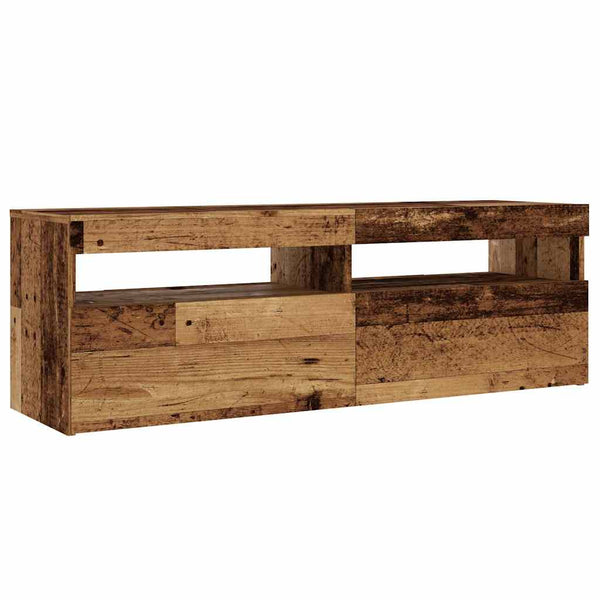 Meuble TV vidaXL avec LED aspect bois de récupération 120x35x40 cm bois d'ingénierie