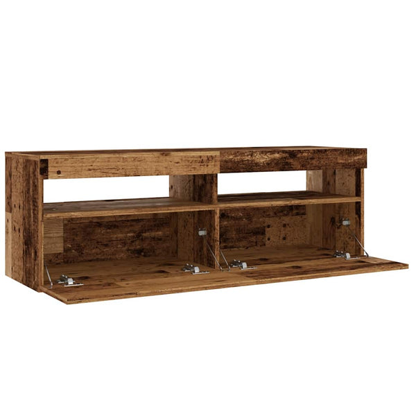 Meuble TV vidaXL avec LED aspect bois de récupération 120x35x40 cm bois d'ingénierie
