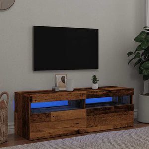 Meuble TV vidaXL avec LED aspect bois de récupération 120x35x40 cm bois d'ingénierie
