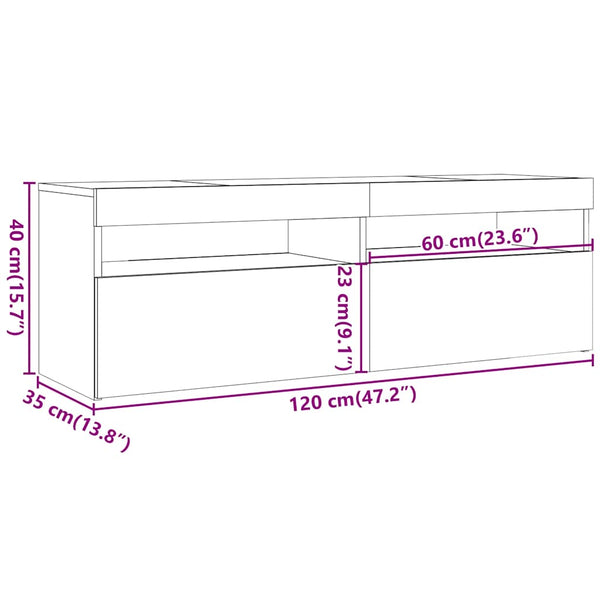 TV-Schrank Artisan-Eiche mit LED 120 cm