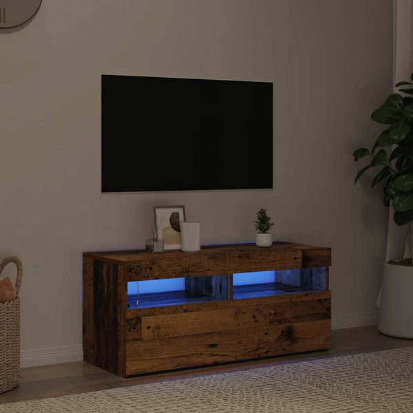 TV-Schrank mit LED Altholz-Optik 90 cm