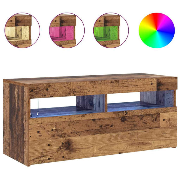 TV-Schrank mit LED Altholz-Optik 90 cm