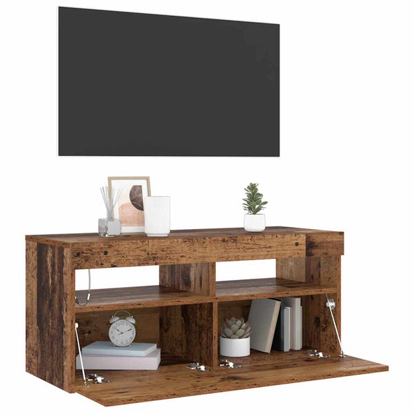 TV-Schrank mit LED Altholz-Optik 90 cm