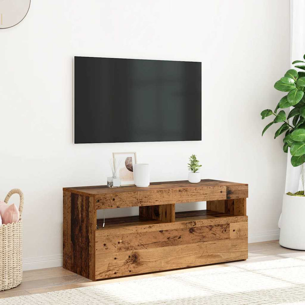 TV-Schrank mit LED Altholz-Optik 90 cm