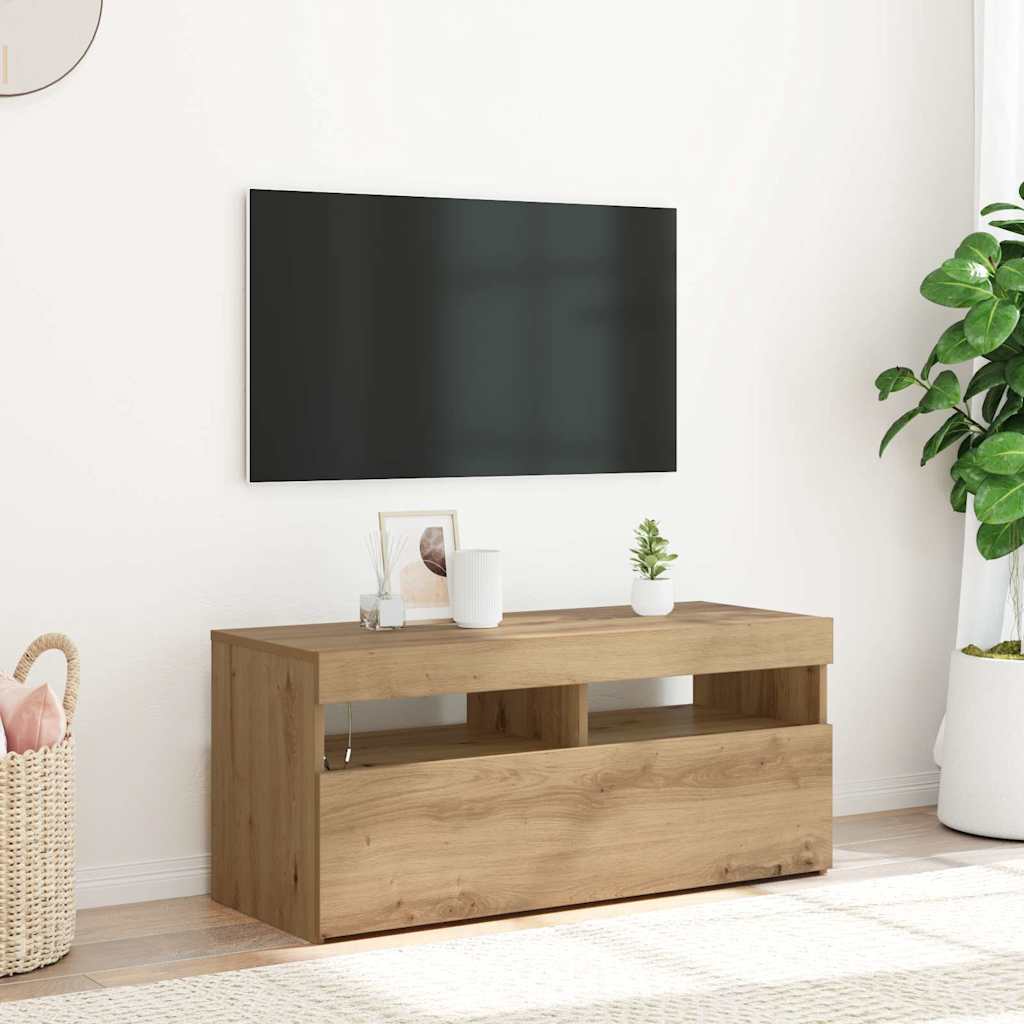 TV-Schrank Artisan-Eiche mit LED 90 cm