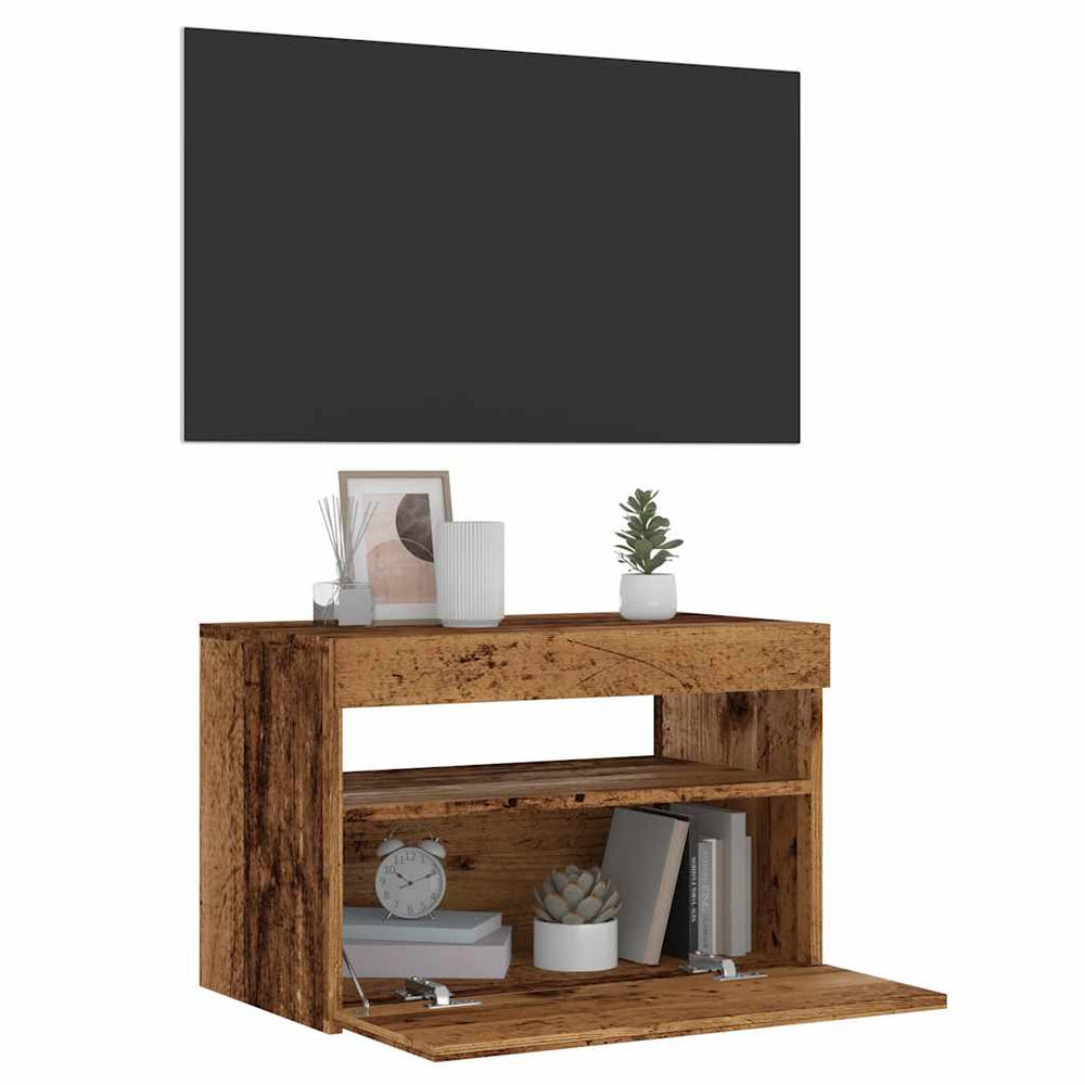 TV-Schrank Altholz-Optik mit LED 60cm