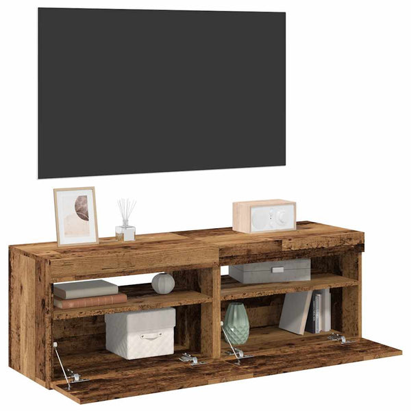 TV-Schränke mit LED Altholz-Optik 2er Set