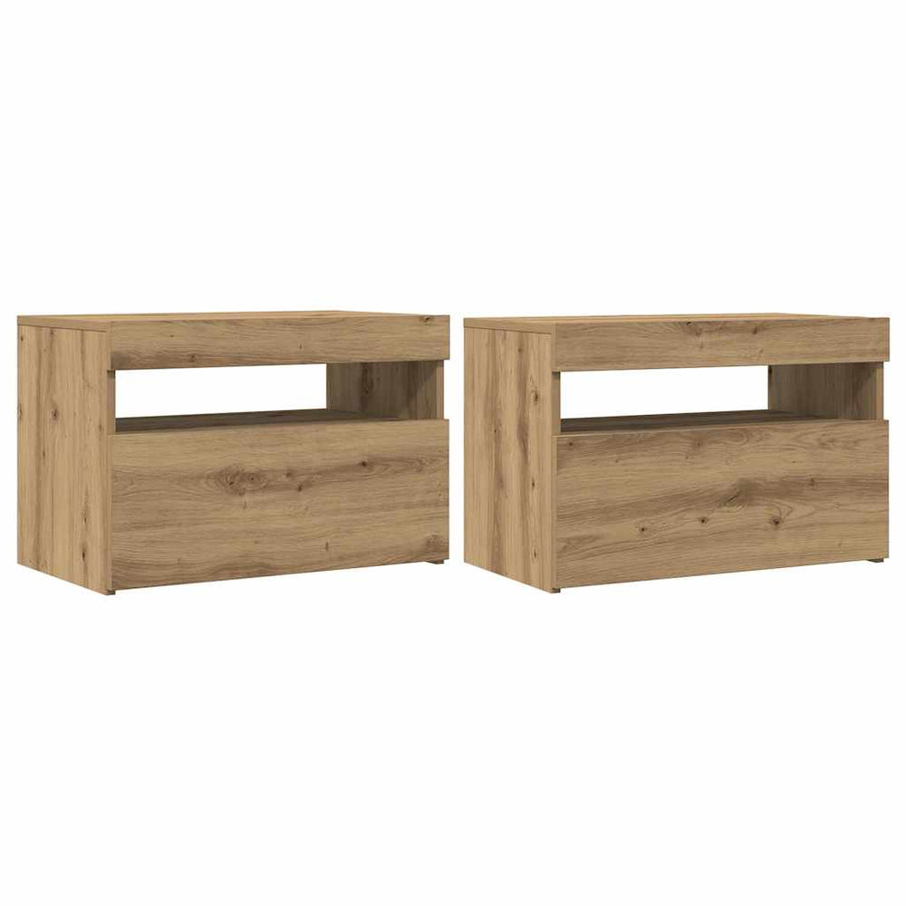 vidaXL Meubles TV avec lumières LED 2 pcs Chêne artisannel Bois d'ingénierie