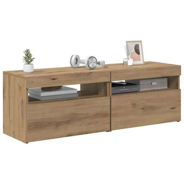 TV-Schränke mit LED Artisan-Eiche 2er Set