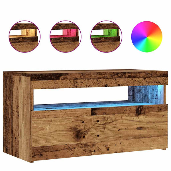 TV-Schrank mit LED Altholz-Optik 75x35x40 cm