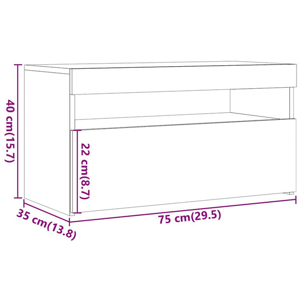 TV-Schrank mit LED Altholz-Optik 75x35x40 cm