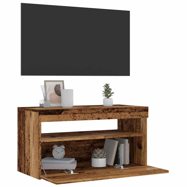 TV-Schrank mit LED Altholz-Optik 75x35x40 cm