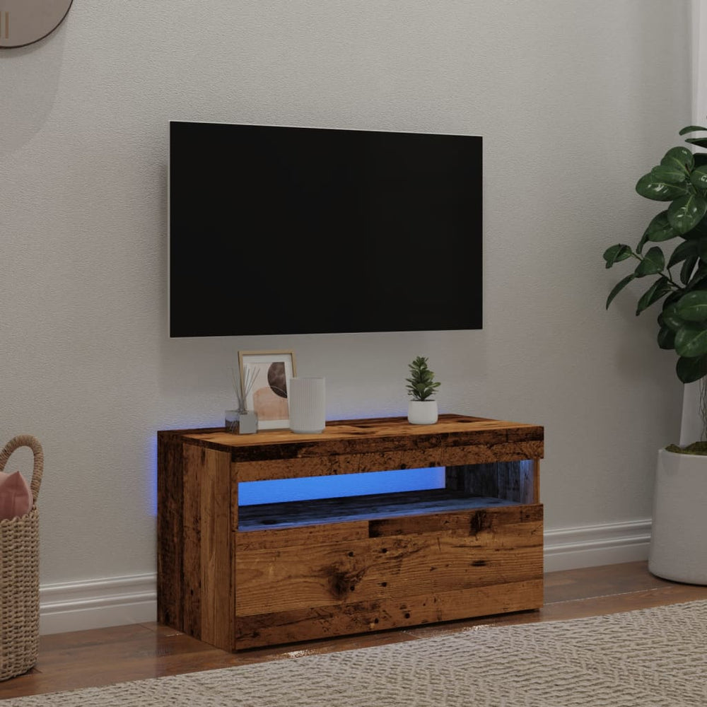 TV-Schrank mit LED Altholz-Optik 75x35x40 cm