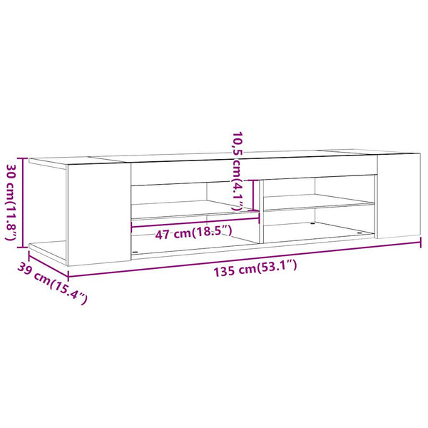TV-Schrank mit LED Altholz-Optik 135 cm