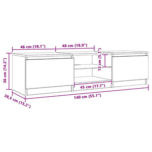 TV-Schrank mit LED Altholz-Optik 140 cm