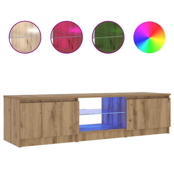 TV-Schrank Eiche mit LED 140 cm