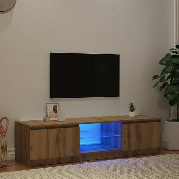 TV-Schrank Eiche mit LED 140 cm