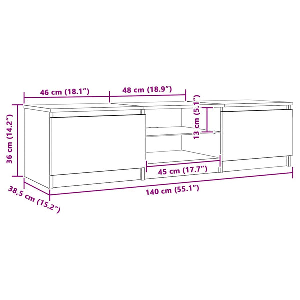 TV-Schrank Eiche mit LED 140 cm
