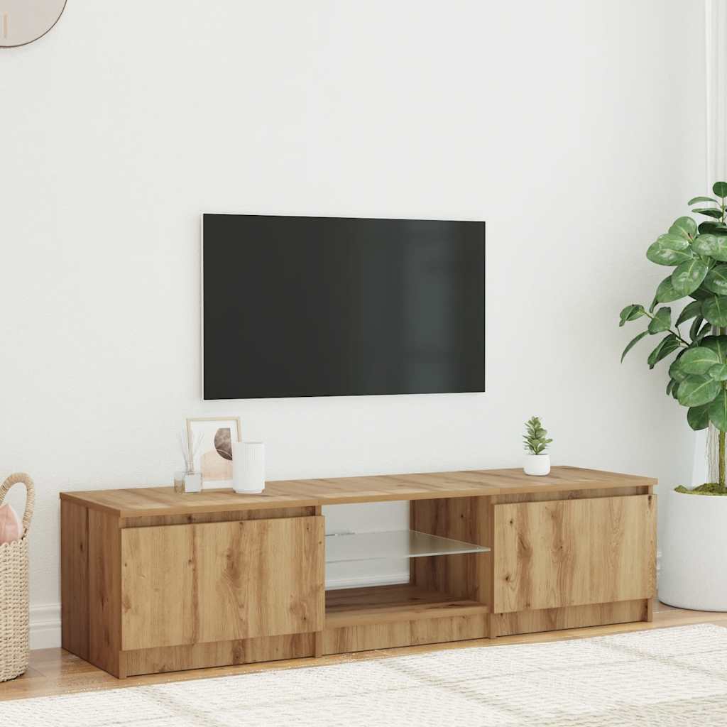 TV-Schrank Eiche mit LED 140 cm