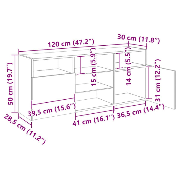 TV-Schrank Artisan-Eiche mit LED 120 cm