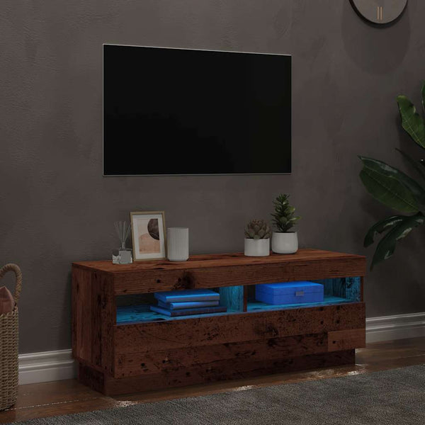TV-Schrank mit LED Altholz-Optik, 100 cm