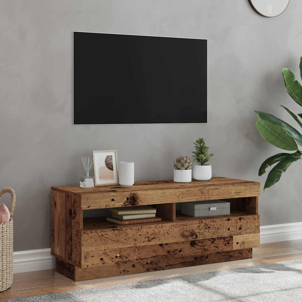 TV-Schrank mit LED Altholz-Optik, 100 cm