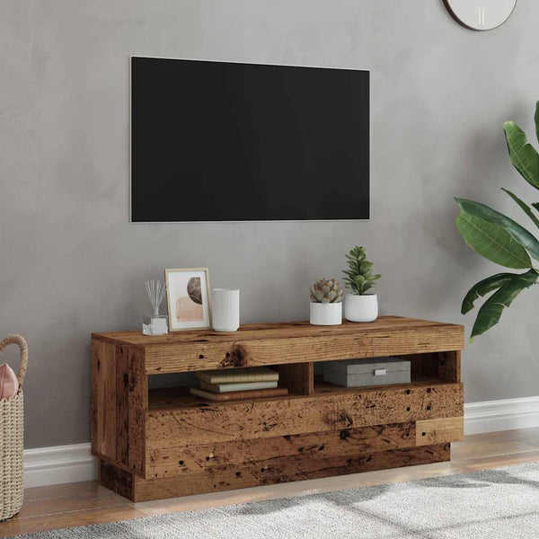 TV-Schrank mit LED Altholz-Optik, 100 cm