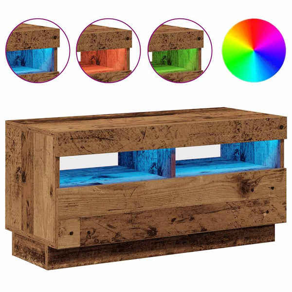 TV-Schrank mit LED Altholz-Optik 80 cm