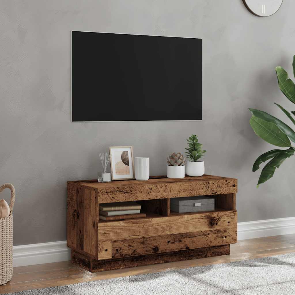 TV-Schrank mit LED Altholz-Optik 80 cm