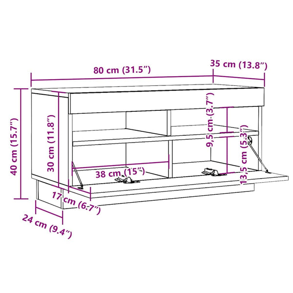 TV-Schrank Artisan-Eiche mit LED 80 cm