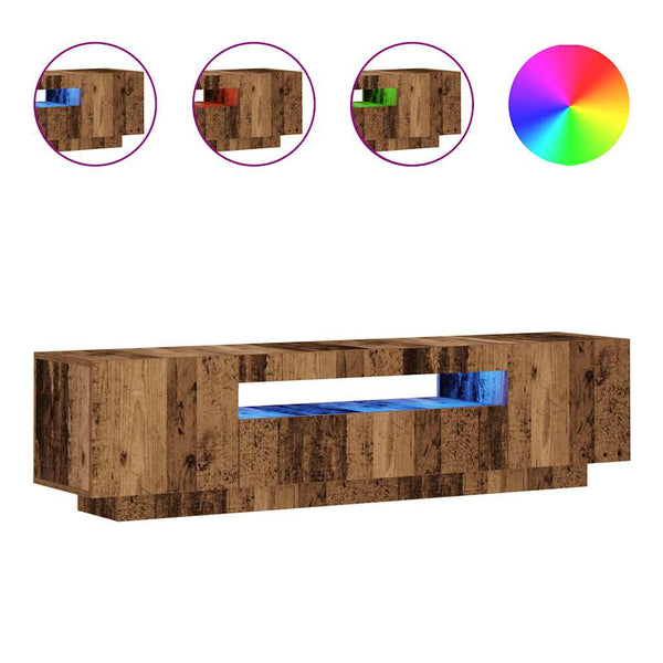 TV-Schrank mit LED Altholz-Optik, 160 cm