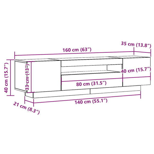 TV-Schrank Artisan-Eiche mit LED 160cm