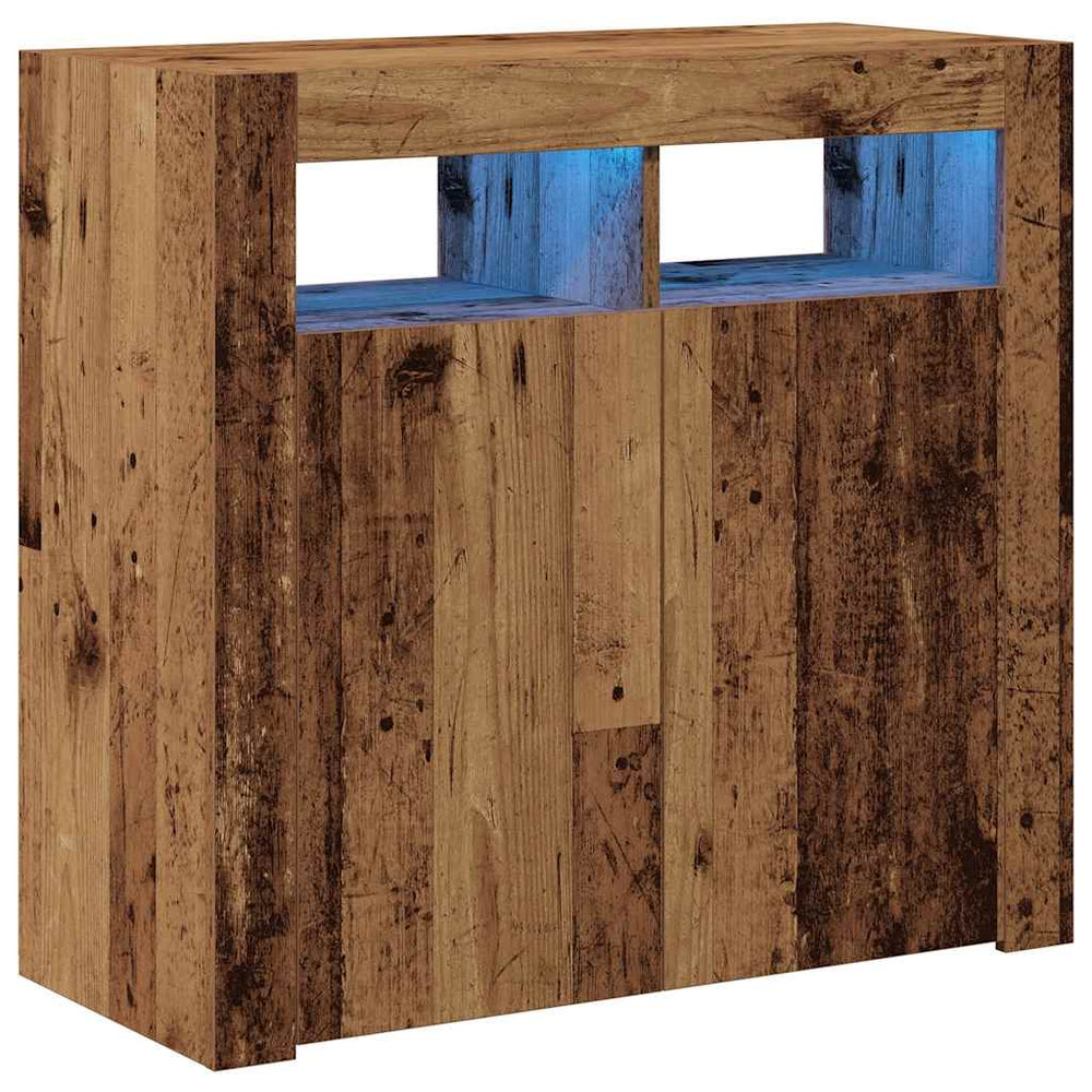 vidaXL Sideboard with LED Lights Reclaimed Wood Look 80x35x75 cm