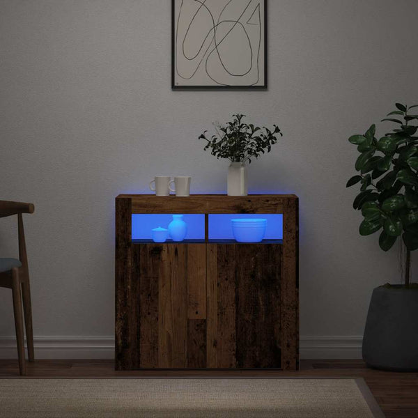 Sideboard mit LED Altholz-Optik 80 cm